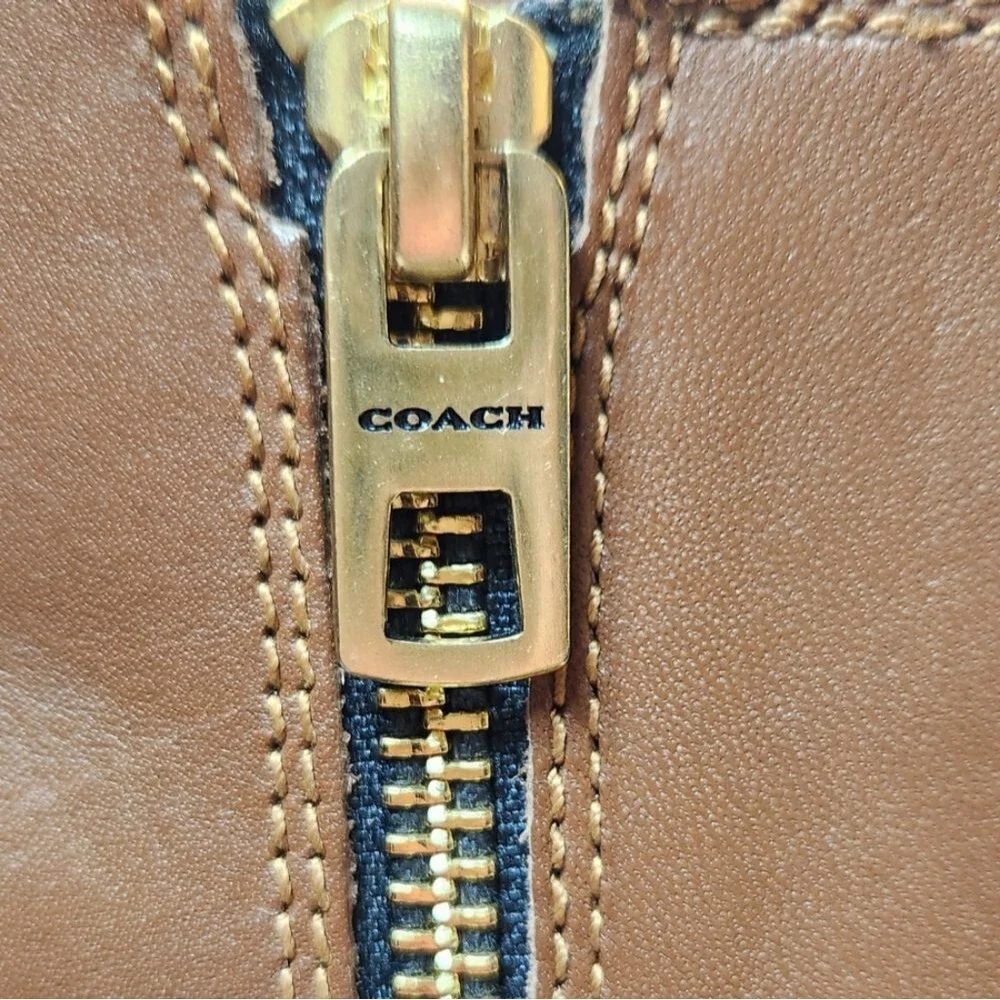 Coach Boots Saddle Leather Heel Gold Buckle‎ Brown Equestrian Boho Indie Lux 5.5